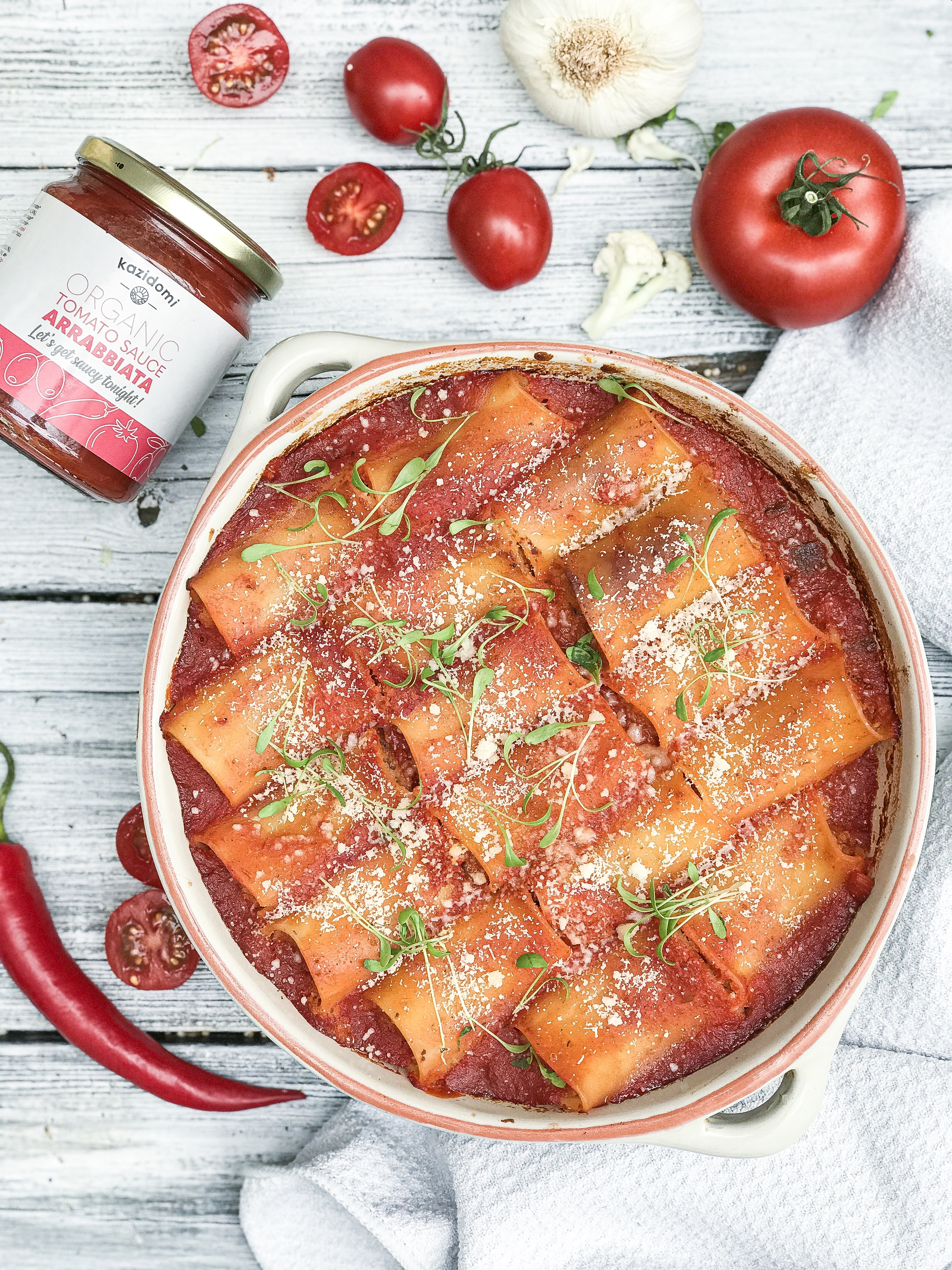 Cannelloni met arrabbiata saus